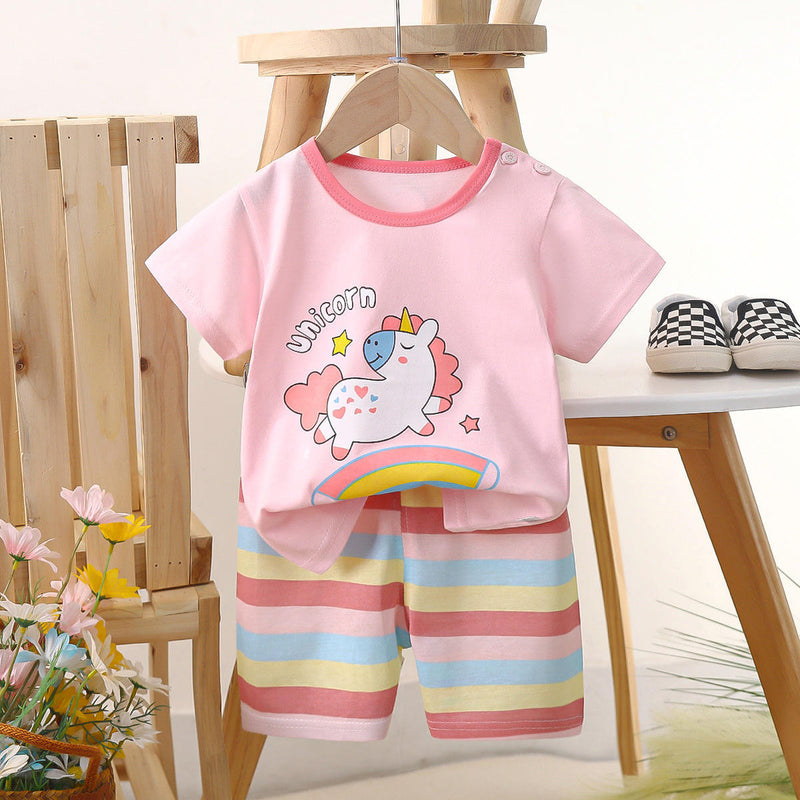 Toddler Cotton Short Sleeve T-Shirt & Pants Set | টডলার কটন হাফ স্লিভ টি-শার্ট ও প্যান্ট সেট
