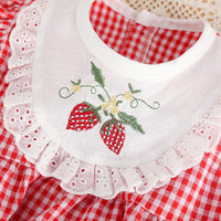 Baby Girl Strawberry Plaid Cotton Romper | বেবি গার্ল স্ট্রবেরি প্লেড কটন রম্পার