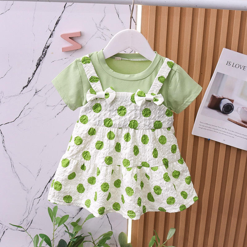 Baby Girl Polka Dot Cotton Princess Dress Set | বেবি গার্ল পলকা ডট কটন প্রিন্সেস ড্রেস সেট