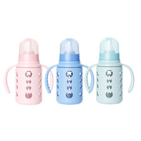 120ml BPA-Free Glass Baby Feeding Bottle with Silicone Sleeve | ১২০ মি.লি. BPA-ফ্রি গ্লাস বেবি ফিডিং বোতল