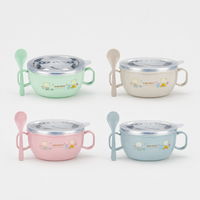 Baby Stainless Steel Insulation Feeding Bowl with Spoon | বেবি স্টেইনলেস স্টিল ইনসুলেশন ফিডিং বাউল উইথ স্পুন