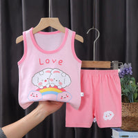 Kids Pure Cotton Cartoon Sleeveless Vest & Shorts Set | বাচ্চাদের পিওর কটন কার্টুন ভেস্ট ও শর্টস সেট