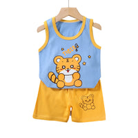 Kids Pure Cotton Cartoon Sleeveless Vest & Shorts Set | বাচ্চাদের পিওর কটন কার্টুন ভেস্ট ও শর্টস সেট