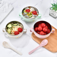 Baby Stainless Steel Insulation Feeding Bowl with Spoon | বেবি স্টেইনলেস স্টিল ইনসুলেশন ফিডিং বাউল উইথ স্পুন