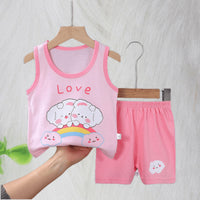 Kids Pure Cotton Cartoon Sleeveless Vest & Shorts Set | বাচ্চাদের পিওর কটন কার্টুন ভেস্ট ও শর্টস সেট