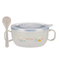 Baby Stainless Steel Insulation Feeding Bowl with Spoon | বেবি স্টেইনলেস স্টিল ইনসুলেশন ফিডিং বাউল উইথ স্পুন