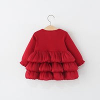 Baby Girl Solid Color Bow Layered Cotton Princess Dress | বেবি গার্ল সলিড কালার বো লেয়ার্ড কটন প্রিন্সেস ড্রেস