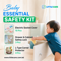 Baby Essential Safety Kit (Electric Socket Cover 10 Pcs + Drawer & Cabinet Safety Lock 3 Pcs + L-Type Corner Protector 4 Pcs)