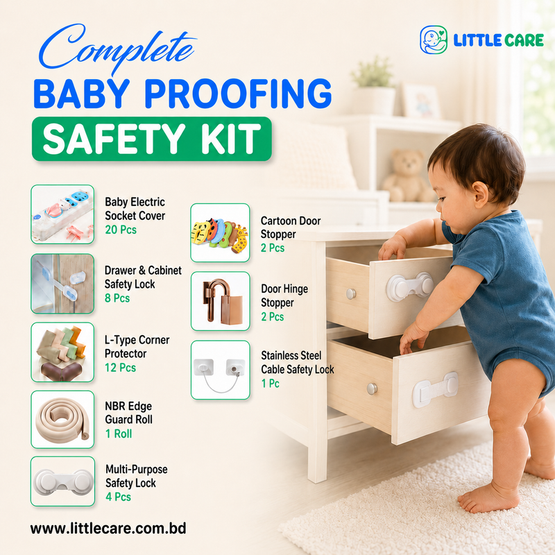Complete Baby Proofing Safety Kit (Socket Cover 20 Pcs + Drawer Lock 8 Pcs + Corner Protector 12 Pcs + Edge Guard Roll + 4 Safety Locks)