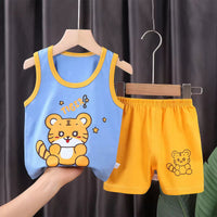 Kids Pure Cotton Cartoon Sleeveless Vest & Shorts Set | বাচ্চাদের পিওর কটন কার্টুন ভেস্ট ও শর্টস সেট