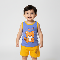 Kids Pure Cotton Cartoon Sleeveless Vest & Shorts Set | বাচ্চাদের পিওর কটন কার্টুন ভেস্ট ও শর্টস সেট