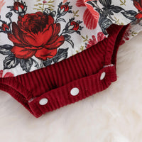 Baby Girl Floral Lace Bow Cotton Romper Dress Set  | বেবি গার্ল ফ্লোরাল লেস বো কটন রম্পার ড্রেস সেট