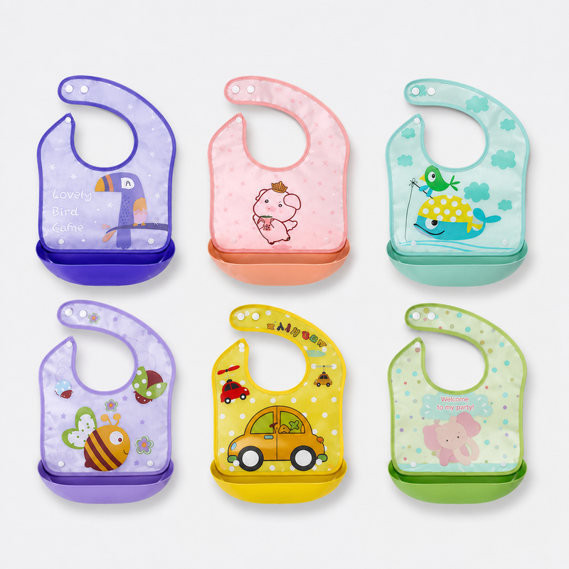 Baby Silicone Feeding Bib with Food Catcher Pocket | বেবি সিলিকন ফিডিং বিব উইথ ফুড ক্যাচার পকেট