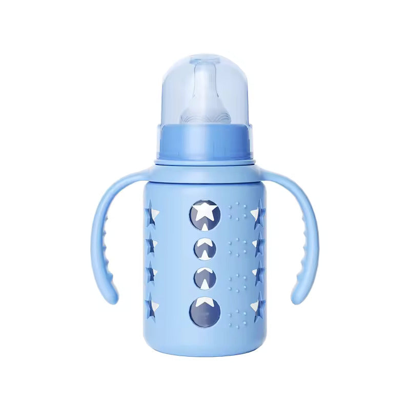120ml BPA-Free Glass Baby Feeding Bottle with Silicone Sleeve | ১২০ মি.লি. BPA-ফ্রি গ্লাস বেবি ফিডিং বোতল